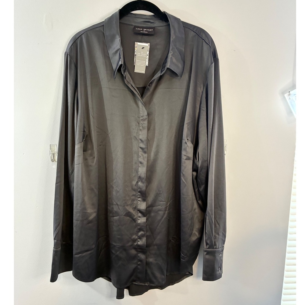 Lane Bryant No Peek Collection Button‎ Down Long Sleeve Top Blouse Plus Size